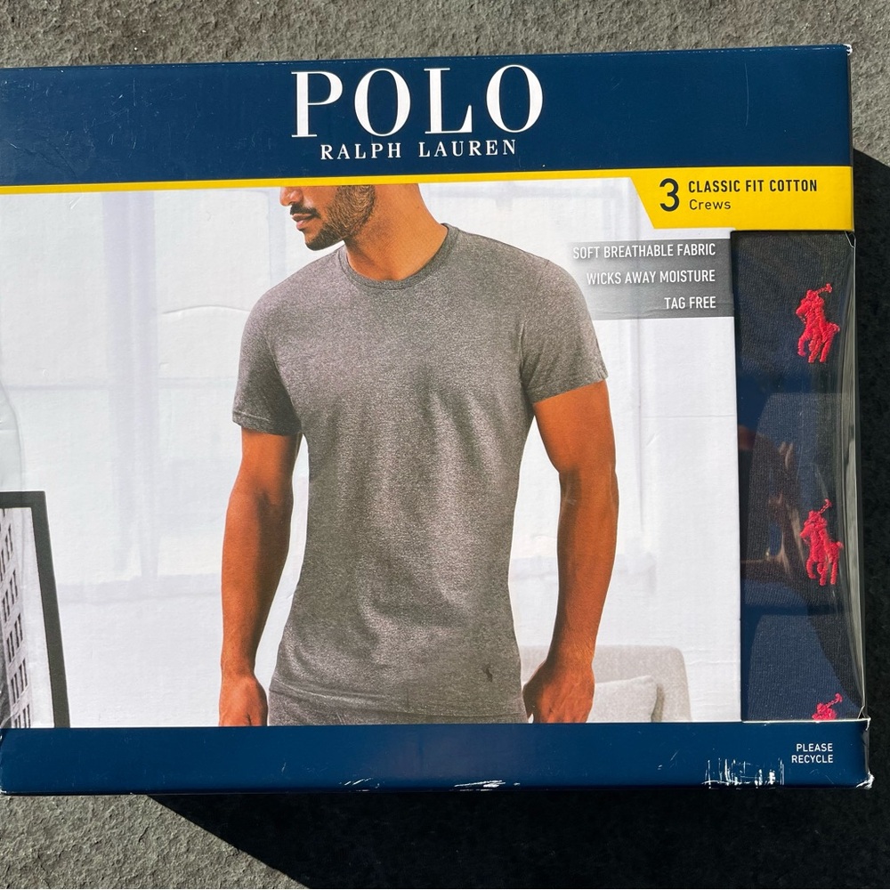Polo Ralph Lauren Men’s size Medium 3 Classic Fit Cotton Crews tee shirts NWT